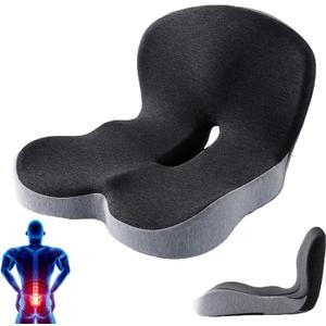 Seat Cushion for Truck Driver, Trucker Seat Cushion, Memory Foam L-Shaped Integrated Car Cushions, Ergonomic Car Cushion for Big People with Back Support (Mix-Black)