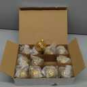 Jenaai 12 Pcs 2.36 Inch Gold Glass Christmas Ball Ornaments Vintage Christmas Tree Decorations Mercury Glass Hanging Ornaments for Trees Xmas Holiday Party Garland DIY Craft Supplies, 6 Style