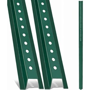 Gisafai 2 Pack 4ft U Channel Sign Post 1.12lb Metal Steel with Galvanized Coating Heavy Duty Sign Post for Outside, Garden, Courtyard, Farm, Easy Mounting Traffic Intersection (Green)