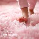 Pink Round Area Rugs 6Ft for Bedroom Living Room, Big Fluffy Shag Circle Rug for Kids Playroom, Cute Preppy Room Decor for Teen Girls, Cozy Fuzzy Furry Plush Carpets for Baby Nursery, Dorm, Classroom