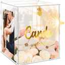 Lotheove Acrylic Wedding Card Box with Picture Frame, Acrylic Card Box with Slot, Clear Gift for Wedding Reception Anniversary Graduation Birthday Party Baby Shower