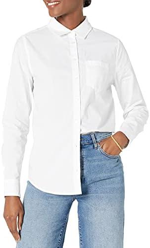 Amazon Essentials Womens Regular-Fit Long-Sleeve Button-Down Poplin Shirt, XL
