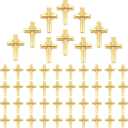 Jexine 50 Pcs Small Cross Lapel Pins, Religious Christian Chaplain Enamel Brooch Bulk Gift for Funeral Church Wedding 25Pcs Gold Stars
