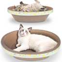 2pc Set Includes 1 X 19.5 Large + 1 X 14.96 Cute Cat Scratcher Cardboard Bed Lounger Couch, Cat Scratching Board Lounge Box Durable, Corrugated Cat Scratch Pad for Indoor Cats Furniture Protector