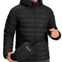 Pioneer Camp Mens Lightweight Packable Puffer Jacket Hooded Insulated Thermal Puffy Winter Jackets for Running Travel, XL