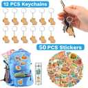 98 PCS Capybara Party Favors, Capybara Temporary Tattoos, Slap Bracelets, Keychains, Stickers, and Badges for Kids Capybara Birthday Party Decorations and Classroom Rewards