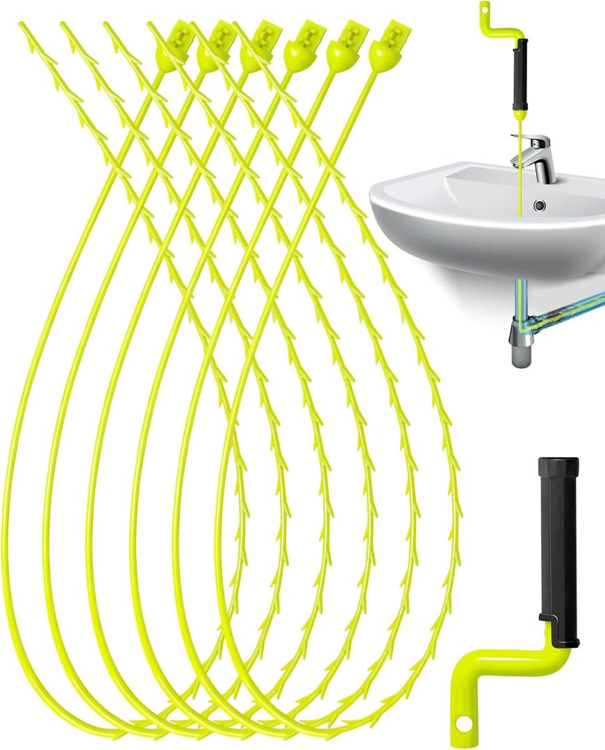 30 Inch Drain Clog Remover with Rotating Handle, Snake Clog Remover Tool & Plumbing Snake, Sink Pipe, Hair Snake Tool Drain Opener, Drain CleanerSticks, Hair Drain Cleaner(6pcs)