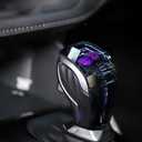 Touch Activated Color Changing LED Crystal Automatic Shift Knob with Lock Button for Automatic Gear Shift Knobs with Button Shifter Head Universal Custom Gear Shift knob