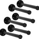 Ruizheng Homeasy 6 Pcs 12 Inch Industrial Pipe Clothes Bar, Wall Mounted Clothes Rack, Matte Black