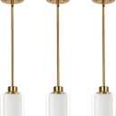 1-Light Mini Pendant Light Fixtures, 3-Pack Modern Hanging Ceiling Lighting, Adjustable Height, Gold Pendant Lamp with Dual Glass for Kitchen Island Bedroom, 3 Count