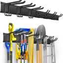Garden Tool Organizer Wall Mount, Heavy Duty 48 Inches Garage Organization and Storage Racks for Yard Tools with 6 Hooks, Tool Hangers Holders for Hanging Folding Chair, Rake and Shovel