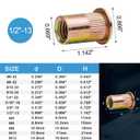 20PCS 1/2"-13UNC Rivet Nuts Carbon Steel Zinc Plated Rivets Nutsert Flat Head Rivnut Threaded Inserts Nut (Yellow, 1/2"-13)