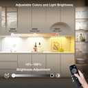 Under Cabinet Lighting Wireless with Remote,Rechargeable Battery Operated Closet Lights,3 Color Magnetic Dimmable led Strip Lights,Under Counter Lights for Kitchen,Shelf,Bedroom (Black, 40cm)