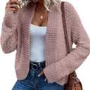 Dokotoo Women's 2026 Fashion Casual Open Front Long Sleeve Chunky Knit Cardigans Sweaters Outerwear Coats (Pink, L)