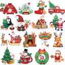 16 Pcs Christmas Magnets Car Decorations Christmas Refrigerator Magnets Decorative Xmas Door Magnetic Stickers Santa Gnome Tree Gingerbread Xmas Garage Door Mailbox Decor