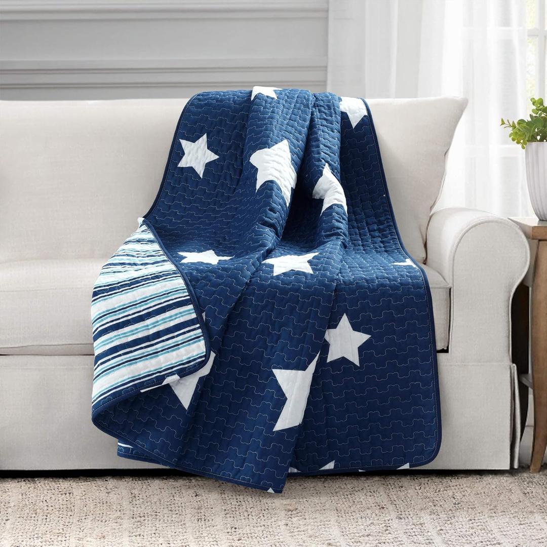 Lush Decor, 50" x 60", Navy Star Throw Blanket