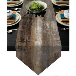 Brown and Grey Table Runner,Teal Abstract Modern Art Burlap Table Runners for Table Dresser Runner Farmhouse Style for Dinner Party Holidays Home Decoration (Brown and Grey, 13"x 91")