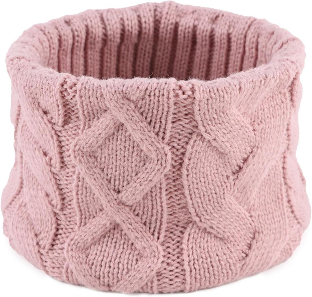 JANGANNSA Winter Kids Scarf Warm Children Neck Warmer Reversible Boys Girls Knitted Scarves (Pink)