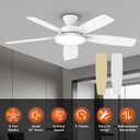 TALOYA 52 inch Ceiling Fans with Lights and Remote, Low Profile Ceiling Fan with Light, Flush Mount, Reversible, 3CCT, Dimmable, Ultra Quiet White Ceiling Fan for Bedroom Living Room Indoor Outdoor