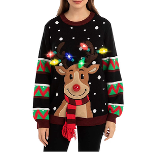 JOYIN Ugly Christmas Sweater Women Men Couples, LED Light Up Ugly Christmas Sweater Kids 2025 Reindeer(Black M)
