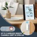 Indoor Outdoor Thermometer Hygrometer Wireless Weather Station - Inside Outside Thermometers Hygrometer Monitor with 330ft Remote Sensor, Battery Powered, Backlight Display (Black)
