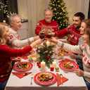 Rubtlamp 125Pcs Christmas Plastic Plates, Plastic Red Plates with Snow Christmas Tree, christmas Dinnerware Disposable Include 25 Party Red Dinner Platos,25 Fancy Salad plate,75 Gold Cutlery