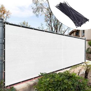 Royal Shade 4' x 10' White Fence Privacy Screen Windscreen Cover Netting Mesh Fabric Cloth - Cable Zip Ties Included (We Make Custom Size)