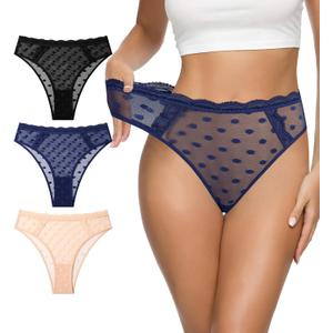 Eiggam Women's Cotton Bikini Panties,High-Cut Full Coverage Stretch Cool Underwear for Women (L)