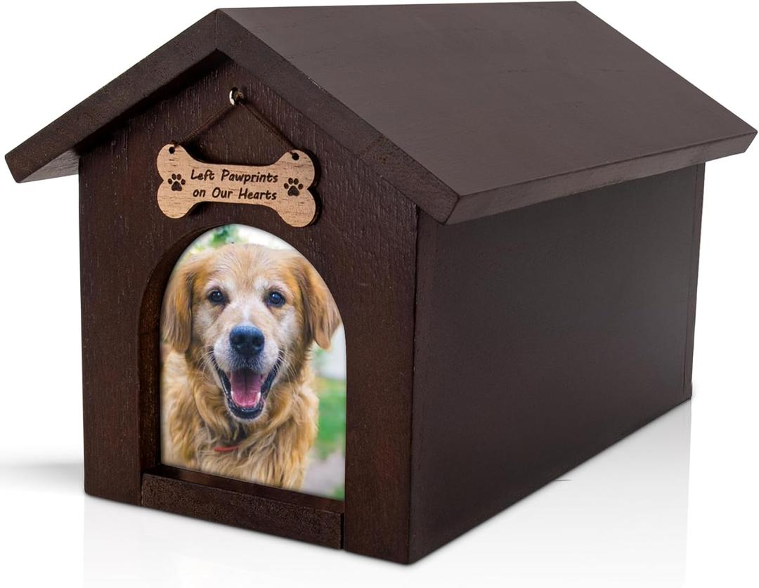 Dog Urns for Ashes, Pet Memory Box Keepsake with Photo Display and Dog Tag Hook, Personalized Pet Urns for Dogs as a Perfect Dog Memorial or pet Remembrance Gift