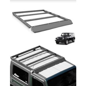 JROAD Wrangler JK Hard top Platform Roof Rack,Half Short Cargo Carrier Basket Cross Bars fit for 2007-2018 Jeep Wrangler JK 2/4 Doors Hardtop, Rooftop Storage Carrier Luggage Rack