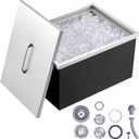 VEVOR Drop in Ice Chest, 20" L x 14" W x 12" H Stainless Steel Ice Cooler, Commercial Ice Bin with Cover, 40 qt Outdoor Kitchen Ice Bar, Drain-Pipe and Drain Plug Included, for Cold Wine Beer