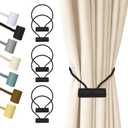 Hion Magnetic Curtain Tiebacks Black 6 Pack, Curtain Tiebacks Buckles Holdbacks Holders Hooks Clip for Home Bedroom Office Decorative Thick or Thin Curtain