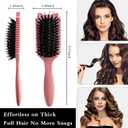 Curl Defining Brush, Curly Hair Brush for Curls, Waves and Coils, Volumizing and Detangling Brush for Women, Reduces Frizz and Pulling, Defines and Shapes Curls Gently (Pink)