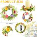 4 Pcs Spring Flower Candle Rings Artificial Floral Wreaths for Summer Floral Pillar Candle Holder for Mother's Day Table Centerpieces Church Wedding Party Home Decor