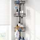 Corner Shower Caddy Tension Pole: Stainless Steel Rustproof 4-Tier Shower Organizer - 47-121 inch Adjustable Bathroom Shelves for Bathtub Shampoo Storage - Tension Rod Floor Standing Bath Rack -Bronze