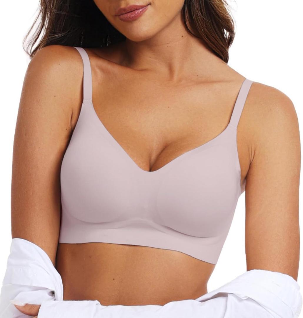 OEAK Womens Wireless Bras Comfortable Push Up Bra No Underwire Bra Full Support Lift Bralette Everyday Seamless Tshirt Bras (3X-Large, Pink)