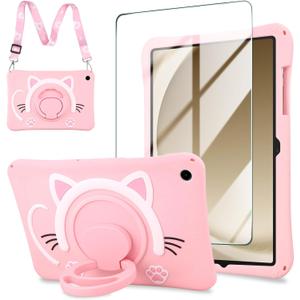 WESADN Case for Samsung Galaxy Tab A11+ Plus 2025,Galaxy Tab A9+ Plus Case 11 Inch 2023 Kids Girls with Screen Protector/360 Rotating Kickstand/Lanyard Kids Cute Silicone Full Body Protective Cover