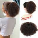 Drawstring Curly Ponytail Extensions for Black Women Pink Mango Protein Silk Fiber Human Hair Soft Feeling Afro Kinky Curly Hair Puff Pony tails Lightweight, Soft Natural Budget for Daily Styles
