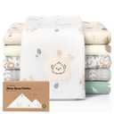 Organic Burp Cloths Baby Boy, Girl - 6-Pack Large 100% Cotton Burping Cloths for Babies, Spit Up Rags, Super Absorbent, Ultra Soft Newborn Rag, Gender Neutral, Machine Washable, Durable (Prairie)