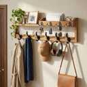Coat Rack Wall Mount with Shelf, 27.5" Entryway Wall Hanging Shelf, Coat and Key Hanger with 10 Dual Hooks, Mail Organizer and Key Holder Hat Rack for Wall, Wood Coat Hooks with Storage