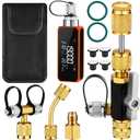 Mini Wireless Digital Vacuum Gauge with Adapter Valve Core Remover Installer HVAC 0-19000 Micrometer Rechargeable Pressure Tester Meter, Alarms Via App, Offline Recording, Temp Compensation