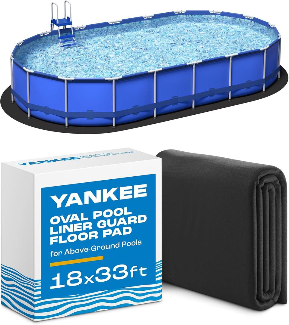 Yankee Pool Liner Pad, 18 x 33 Ft Oval Puncture Proof Pool Mat, Above Ground Pool Liner Protector Against Tearing, Grass, Under Pool Pad to Prolong Swimming Pool Liner Life