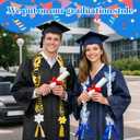 Class of 2026 Graduation Leis,Blue& White Bow Pearl Graduation Lei Ribbon with DIY Butterfly Pin Accessories,Her Graduation Gifts for Woman Graduate