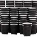 Lamosi 8 oz Disposable Coffee Cups - 120 Pack, Insulated Corrugated Paper Cups, Kraft Ripple Wall Cups for Hot Beverage or Cold Drinks (Black)