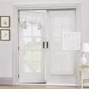 H.VERSAILTEX Natural Linen Semi Sheer French Door Curtains Light Filtering Privacy Boho Window Drapes 1 Panel Self Adhesive Door Blinds Tie Up Shade for Bedroom Living Room,68" Lx26 W,Off White