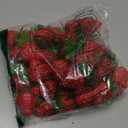 CLESDF 40Pcs Fake Plastic Strawberries, Artificial Lifelike Fruit Red Strawberries with Green Stem and Leaf for Home Kitchen Party Decor Photography Prop