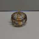 Stella Baic Crystal Pumpkin Jar with Lid, Glass Candy Bowl with Cover for Halloween, Decorative Candy Dish for Home Decor, Party Centerpieces (L, Amber)