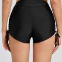 Womens Swim Shorts High Waisted Tie Board Shorts Bathing Suit Bottoms Tummy Control Swimsuit with Liner (Black, S)