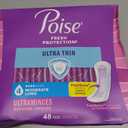 Poise Ultra Thin Incontinence Pads & Postpartum Pads for Bladder Leaks, 4 Drop Moderate Absorbency, Long Length, 48 Count,