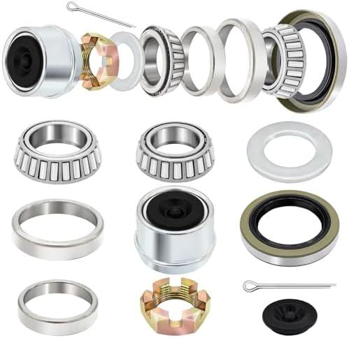 2 Sets Trailer Bearing Kit 3500 lb Boat Trailer Axle Bearing Kits L68149 L44649 Bearing Kits, with 171255TB Grease Seal, Spindle Nut, Dust Cap for 3500lb 1-1/16'' to 1-3/8'' #84 Spindles